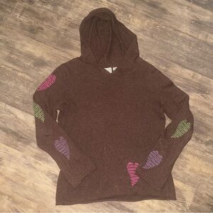 Anthropologie Cousin Johnny brown hearts hoodie